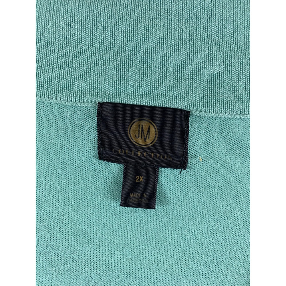 JM Collection Womens Plus 2X Aqua Mint Green Open Front Cardigan Gold Buttons - Picture 3 of 11